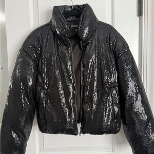 Steve Madden Shimmering Black Puffer Jacket